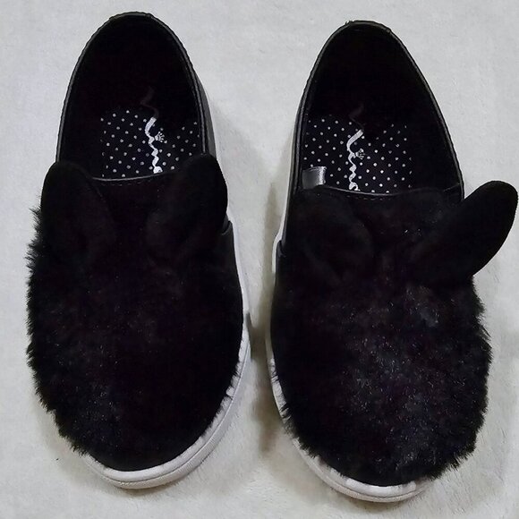 Nina Bunny Ear Slip-On Shoes | Black Faux Fur Toddler Girls Size 10 NWT - Picture 9 of 10